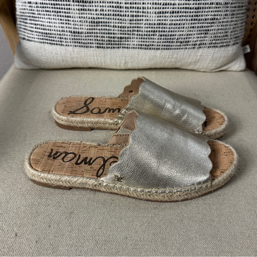 Sam Edelman Andy Leather Espadrille Slide Slip On Sandals 7.5